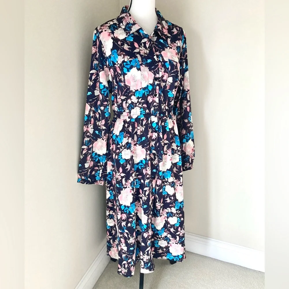 Torrid Midi Studio Crepe De Chine Long Sleeve Button Front Shirtdress Size 1X